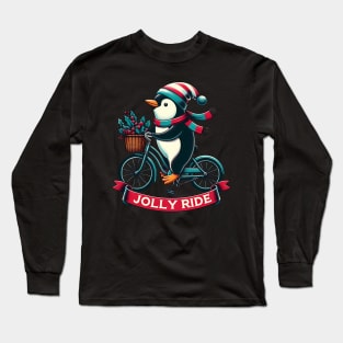 Jolly Ride - Cute penguin on a bicycle Long Sleeve T-Shirt